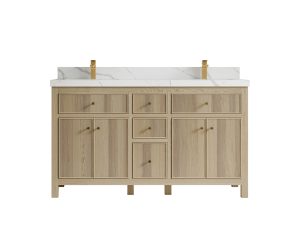 Sonoma Oak Wood 60 in. W x 22 in. D Double Sink Bathroom Vanity